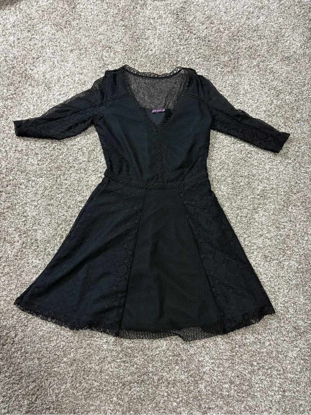 Bershka Black Lace Fit-and-Flare Dress